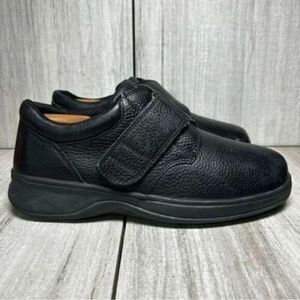 OrthoFeet Broadway 510 Velcro Hook And Look Black Leather Shoes Mens Size 8
